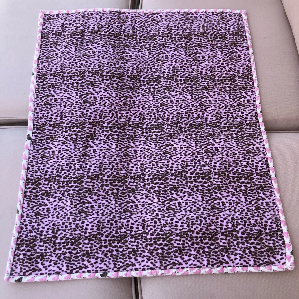 Lot Of 1 Baby Girl Pink Brown Green Cotton Quilt and 1 Soft Blanket Patchwork
